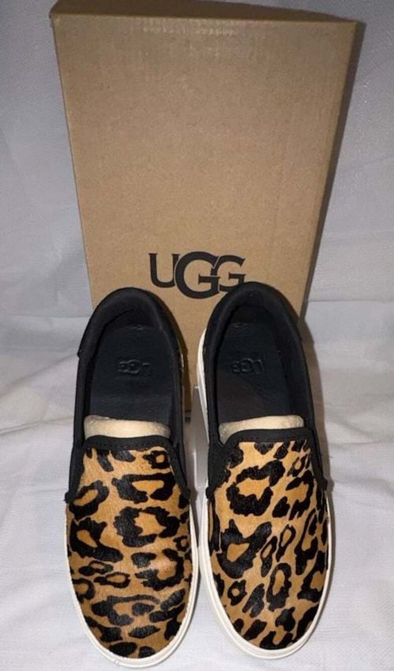 Ugg Cahlvan Panther Print Slip On Sneakers Leopard Calf Hair